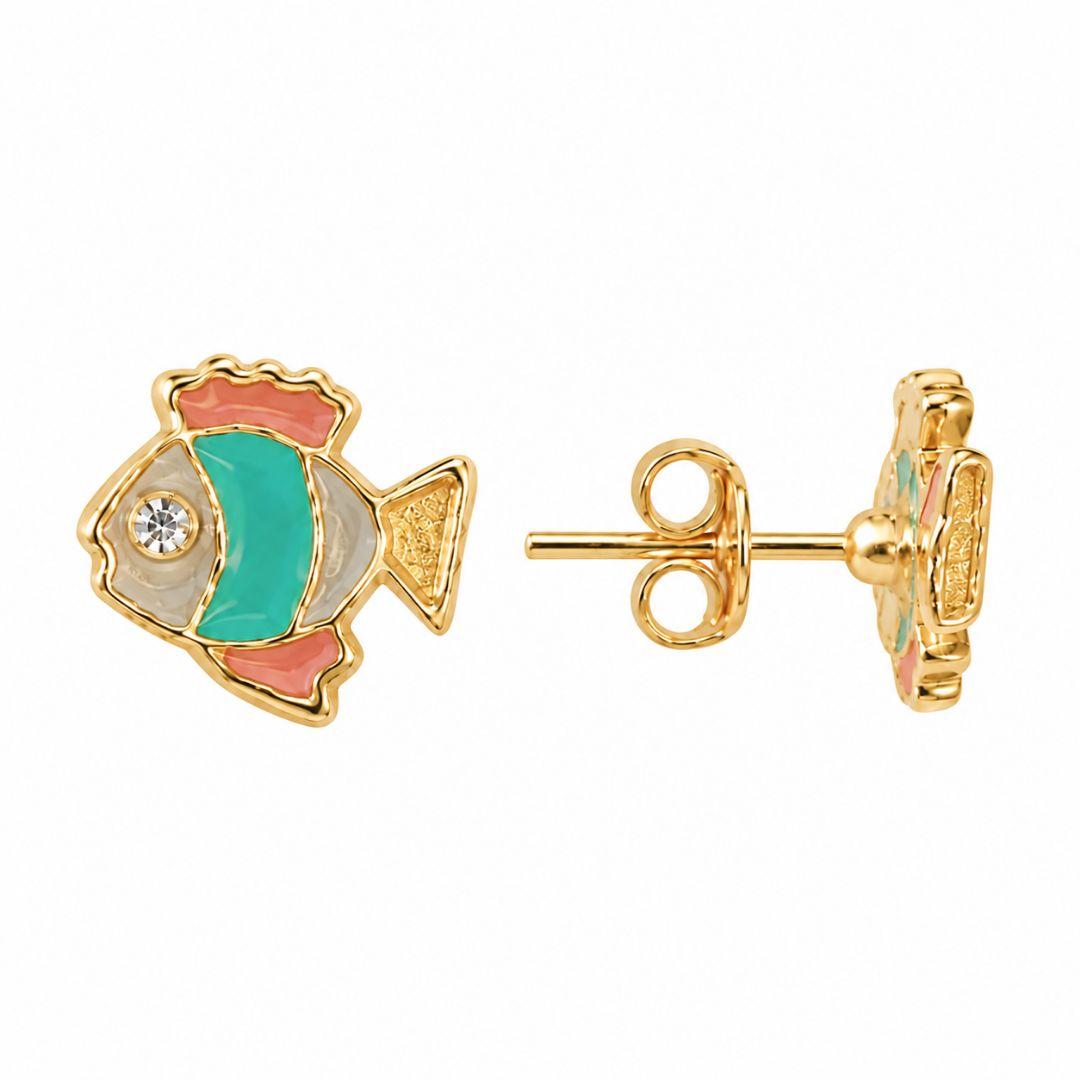 Brinco Infantil Banhado a Ouro 18k com Zircônia - 1 cm