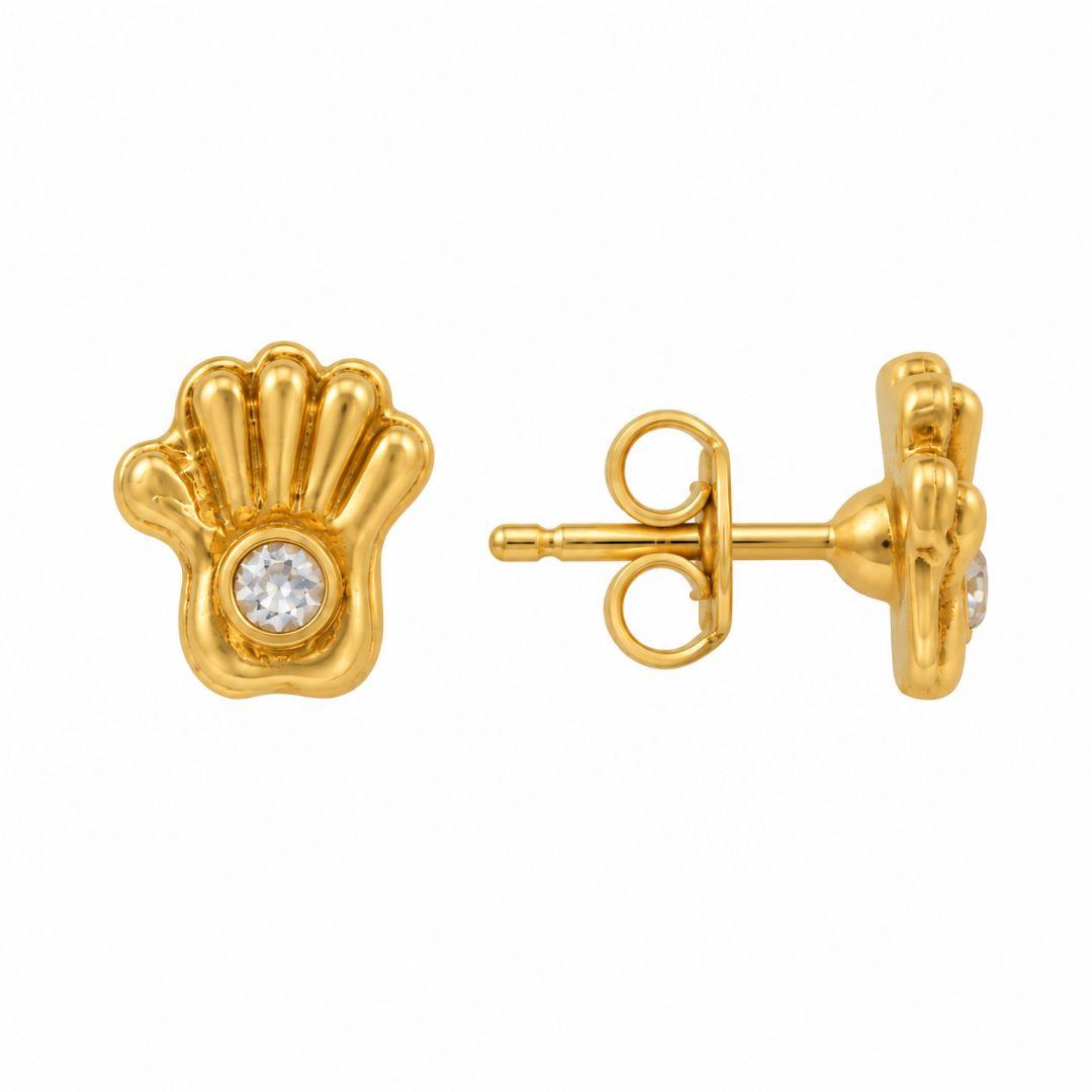 Brinco Mão com Pedra Central Banhado a Ouro 18k com Zircônia - 7 mm
