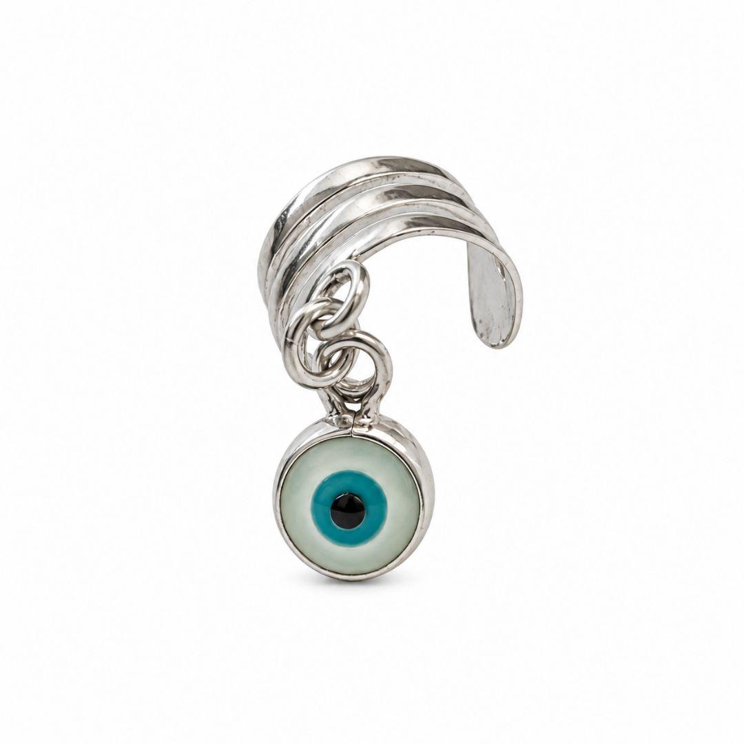 Brinco Piercing Fake Cartilagem Olho Grego Prata 925 - 8 mm