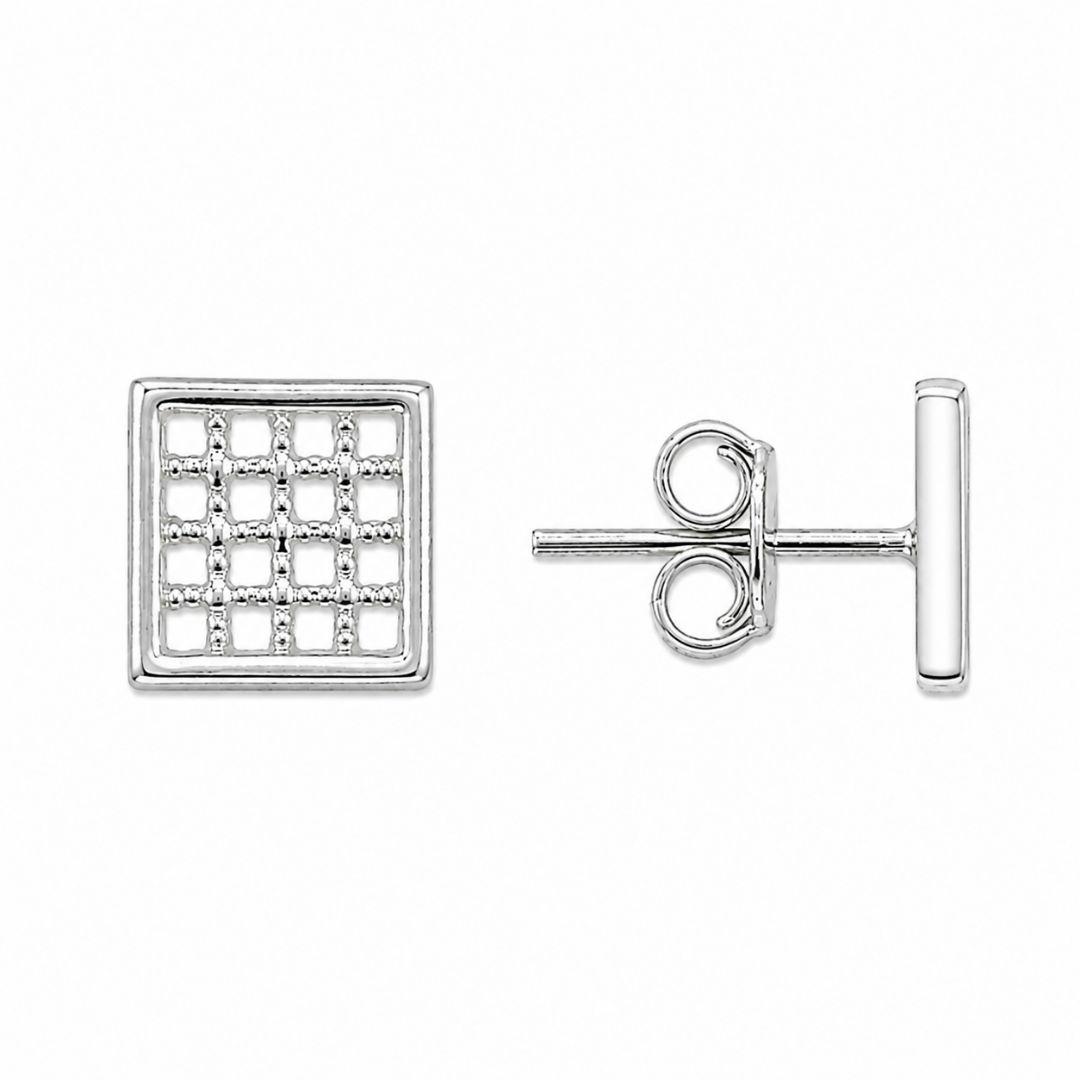 Brinco Quadrado Telinha Prata 925 - 9 mm