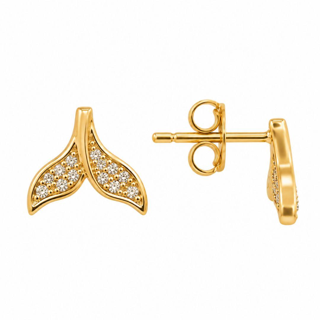 Brinco Rabo de Sereia Cravejado Banhado a Ouro 18k com Zircônias - 8 mm