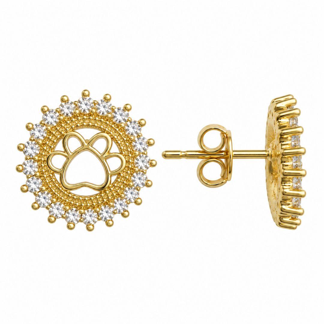 Brinco Redondo com Patinha Central e Borda Cravejada Banhado a Ouro 18k com Zircônias - 1,4 cm
