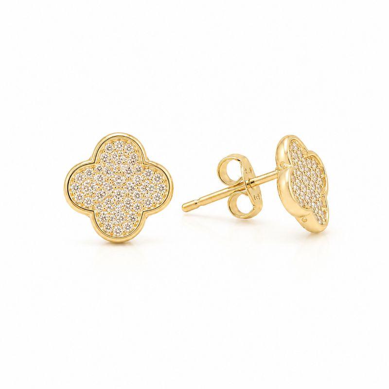 Brinco Trevo Cravejado Banhado a Ouro 18k com Zircônias - 1 cm