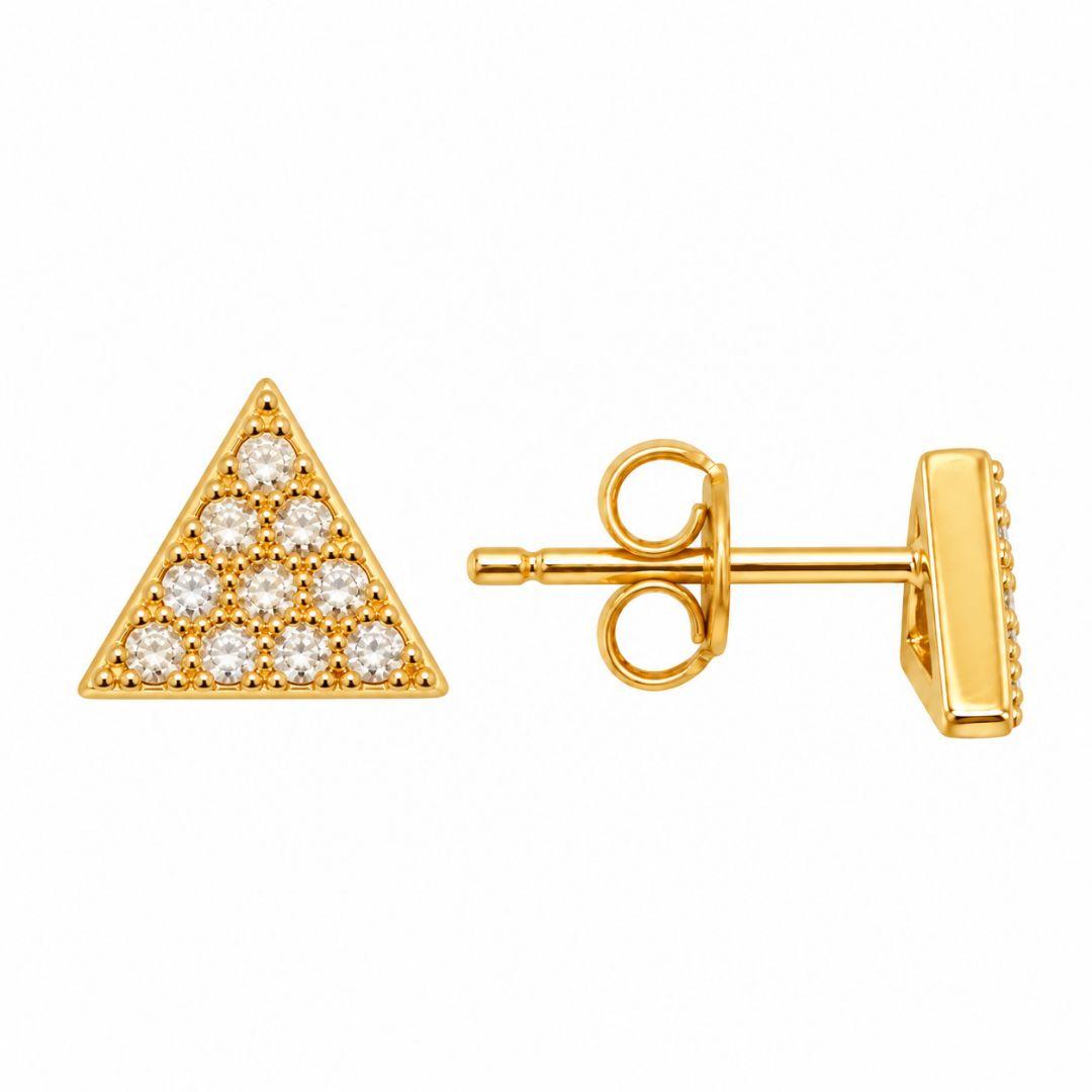 Brinco Triangulo Cravejado Banhado a Ouro 18k com Zircônias - 6 mm