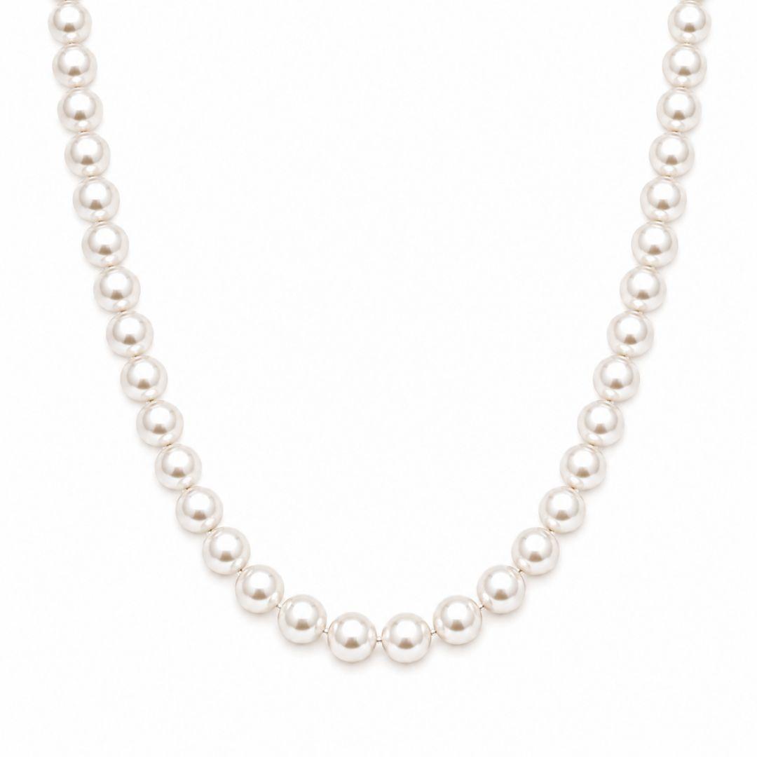 Corrente Colar com Pérolas (8mm) Banhado a Ouro 18k - 40 cm + 5 cm (Alongador)