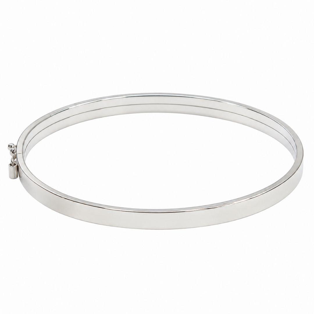 Pulseira Bracelete Liso (3mm) Prata 925 Fecho com Trava (Oito)