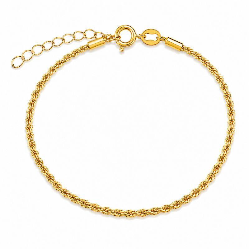 Pulseira Cordão Torcido (1,5mm) Banhado a Ouro 18k - 16 cm + 3 cm (Alongador)