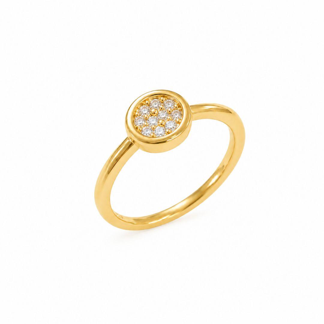 Anel Infantil Detalhe Redondo Cravejado Banhado a Ouro 18k com Zircônias