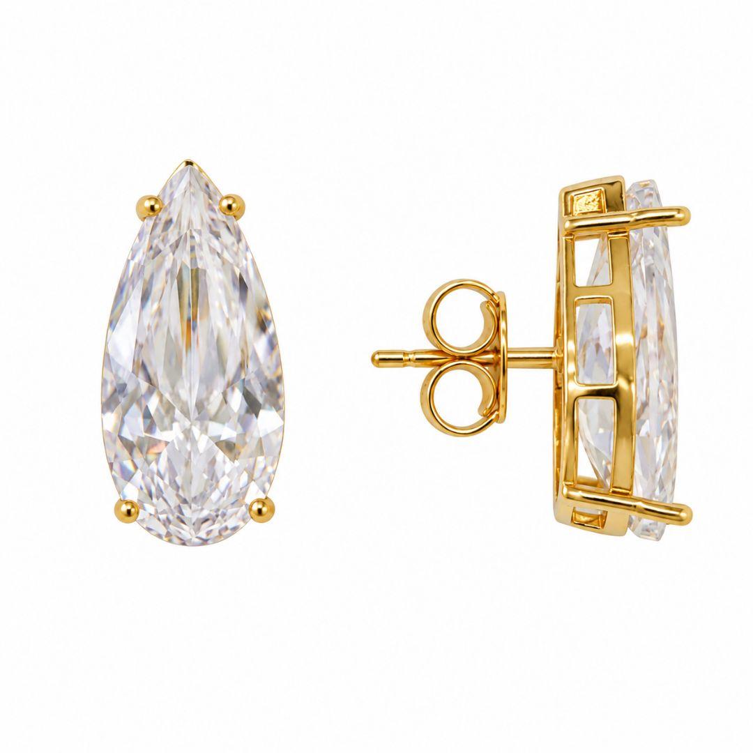 Brinco Gota Estilo Ponto de Luz Grande Banhado a Ouro 18k com Zircônia - 2,2 cm