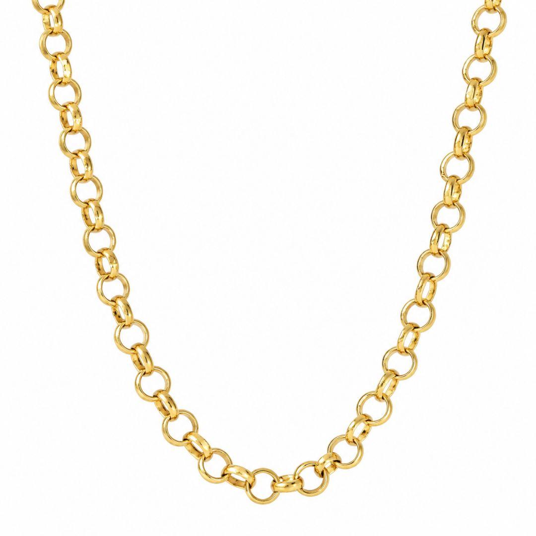 Colar Elo Português (6mm) Banhado a Ouro 18k - 40 cm + 4 cm (Alongador)
