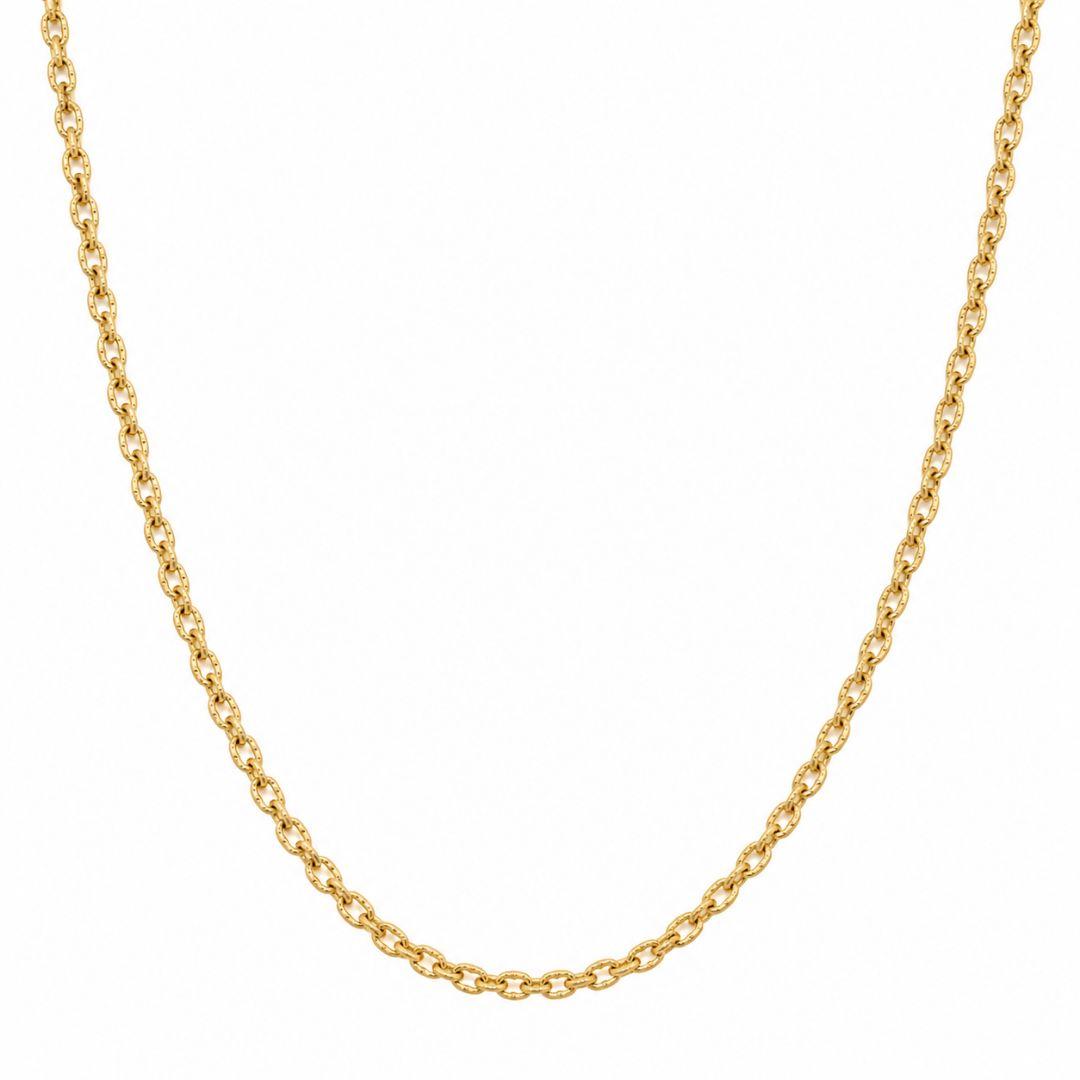 Corrente Elo 1 em 1 Trabalhado Banhado a Ouro 18k - 45 cm